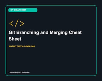 Git Branching and Merging Cheat Sheet, GitHub Developer Reference, Printable Coding Commands PDF
