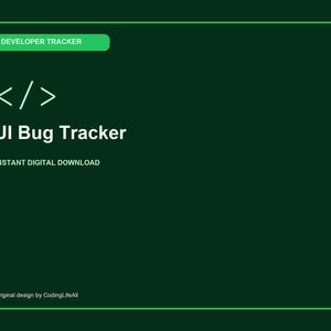 UI Bug Tracker, Printable Developer Productivity Template, Software Engineering PDF