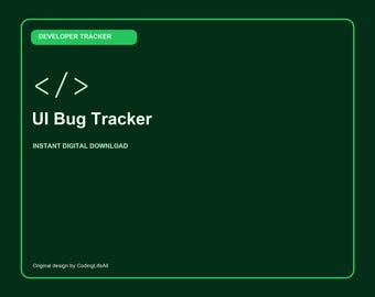 UI Bug Tracker, Printable Developer Productivity Template, Software Engineering PDF