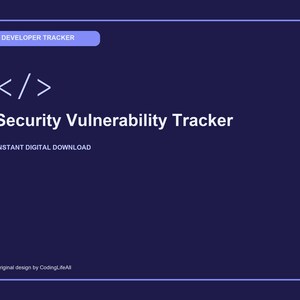 Security Vulnerability Tracker, Printable Developer Productivity Template, Software Engineering PDF