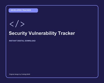 Security Vulnerability Tracker, Printable Developer Productivity Template, Software Engineering PDF