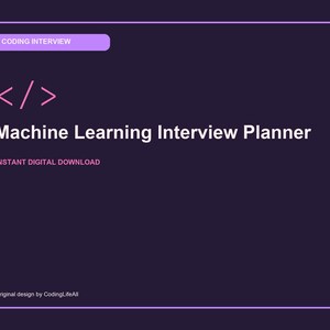 Machine Learning Interview Planner, Software Developer Study Tracker, Printable Interview Workbook PDF image 1