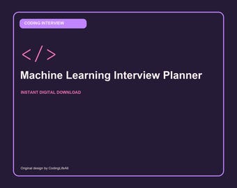 Machine Learning Interview Planner, Software Developer Study Tracker, Printable Interview Workbook PDF