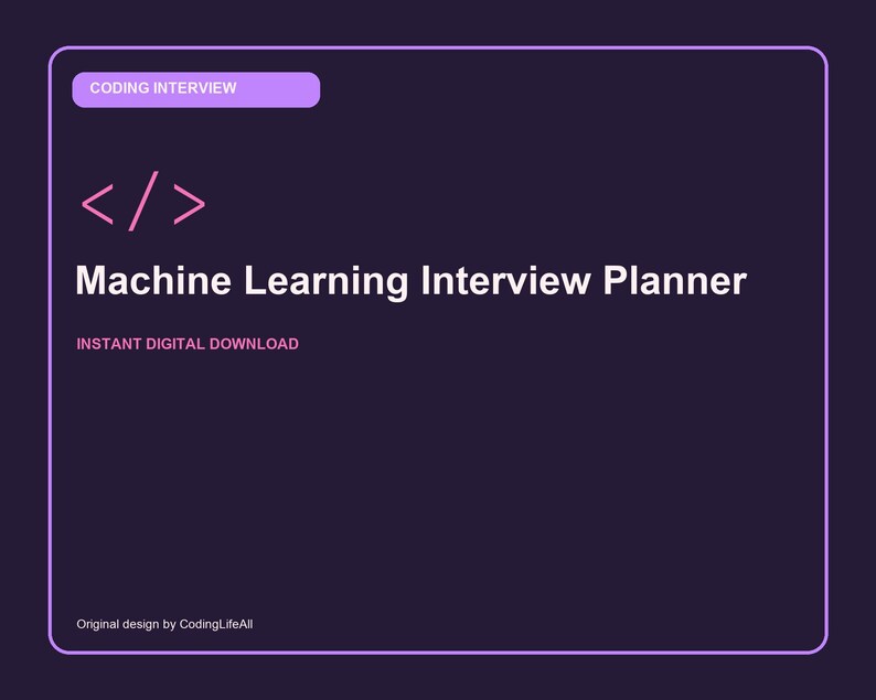 Machine Learning Interview Planner, Software Developer Study Tracker, Printable Interview Workbook PDF image 1