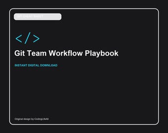 Podręcznik przepływu pracy zespołu Git, podręcznik programisty GitHub, drukowane polecenia kodowania w formacie PDF