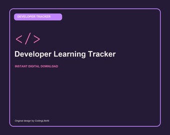 Developer Learning Tracker, Printable Developer Productivity Template, Software Engineering PDF