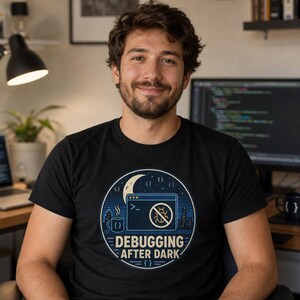 T-Shirt für Programmierer, die nachts Debugging betreiben