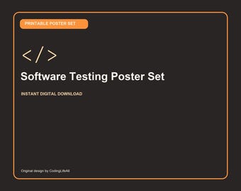 Software Testing Poster Set, Set of 3 Printable Programmer Wall Art, Coding Office Digital Download