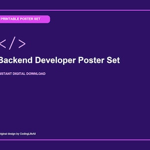 Backend Developer Poster Set, Set of 3 Printable Programmer Wall Art, Coding Office Digital Download