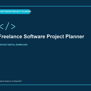 フリーランス向けソフトウェアプロジェクトプランナー、印刷可能なソフトウェア開発ワークブック、コーディングプロジェクトテンプレート（PDF）