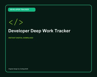 Developer Deep Work Tracker, Printable Developer Productivity Template, Software Engineering PDF