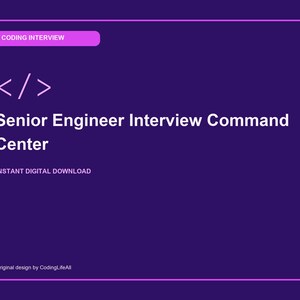 Senior Engineer Interview Command Center, Software Developer Study Tracker, Printable Interview Workbook PDF
