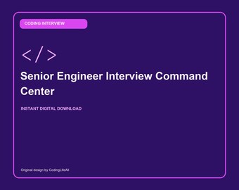 Senior Engineer Interview Command Center, Software Developer Study Tracker, Printable Interview Workbook PDF