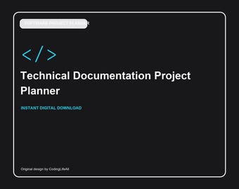 Technical Documentation Project Planner, Printable Software Development Workbook, Coding Project Template PDF