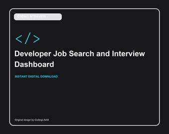 Developer Job Search and Interview Dashboard, Software Developer Study Tracker, Printable Interview Workbook PDF