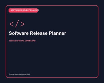 Software Release Planner, Printable Software Development Workbook, Coding Project Template PDF