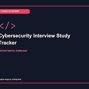 Cybersecurity Interview Study Tracker, Software Developer Study Tracker, Printable Interview Workbook PDF