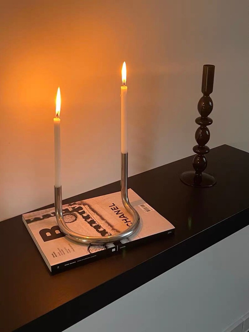 Stainless Steel Ushape Candle Holder for Taper Candles Etsy