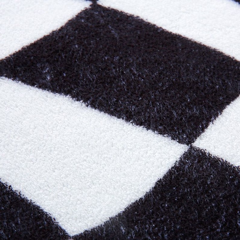 Black and White Checkered Area Rug 3D Illusion Fluffy Rugs for Etsy