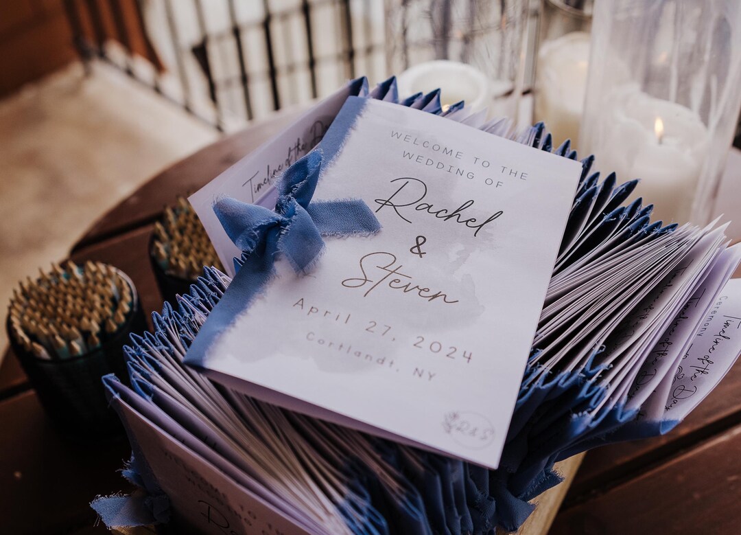 Wedding Program Ribbon Wedding Programs With Bow and Ribbon- Booklet, Information, Awards ...