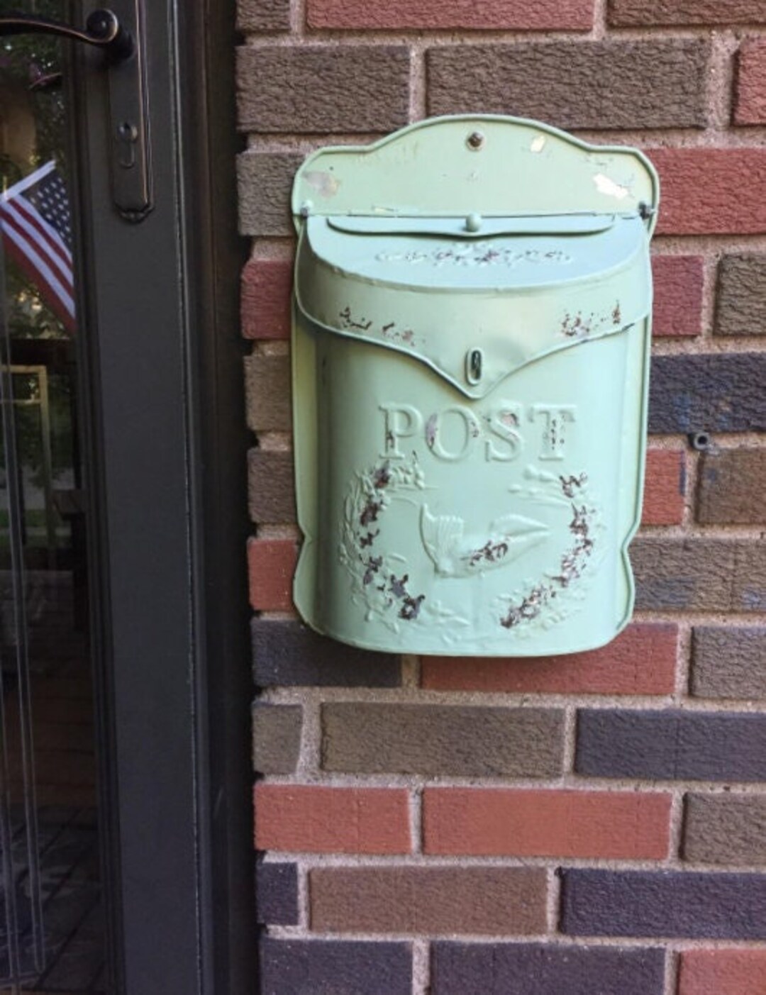 Vintage Embossed Tin Letter Box 10 X 15.5 Aqua Etsy