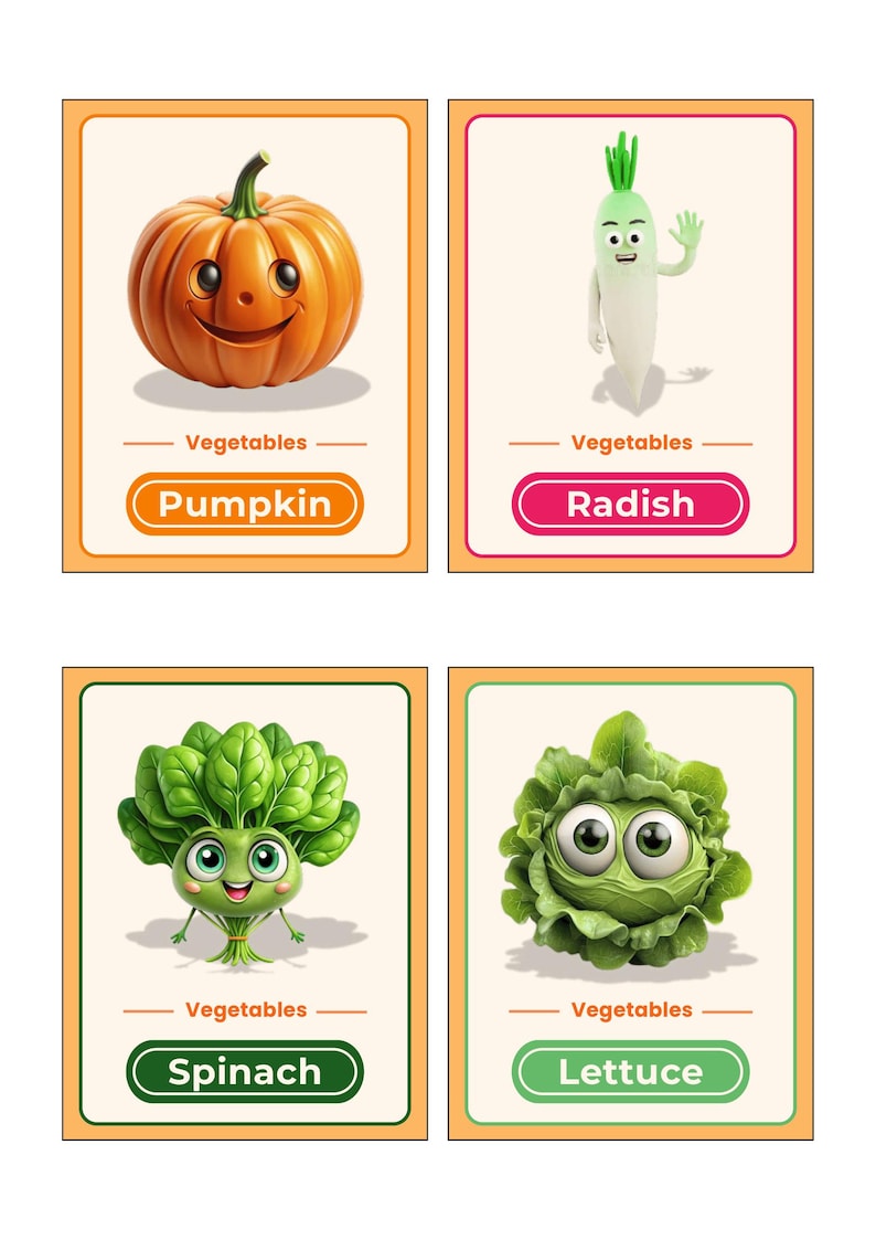 Vegetable Flash Cards Printable for Kids | Montessori Vegetables ...