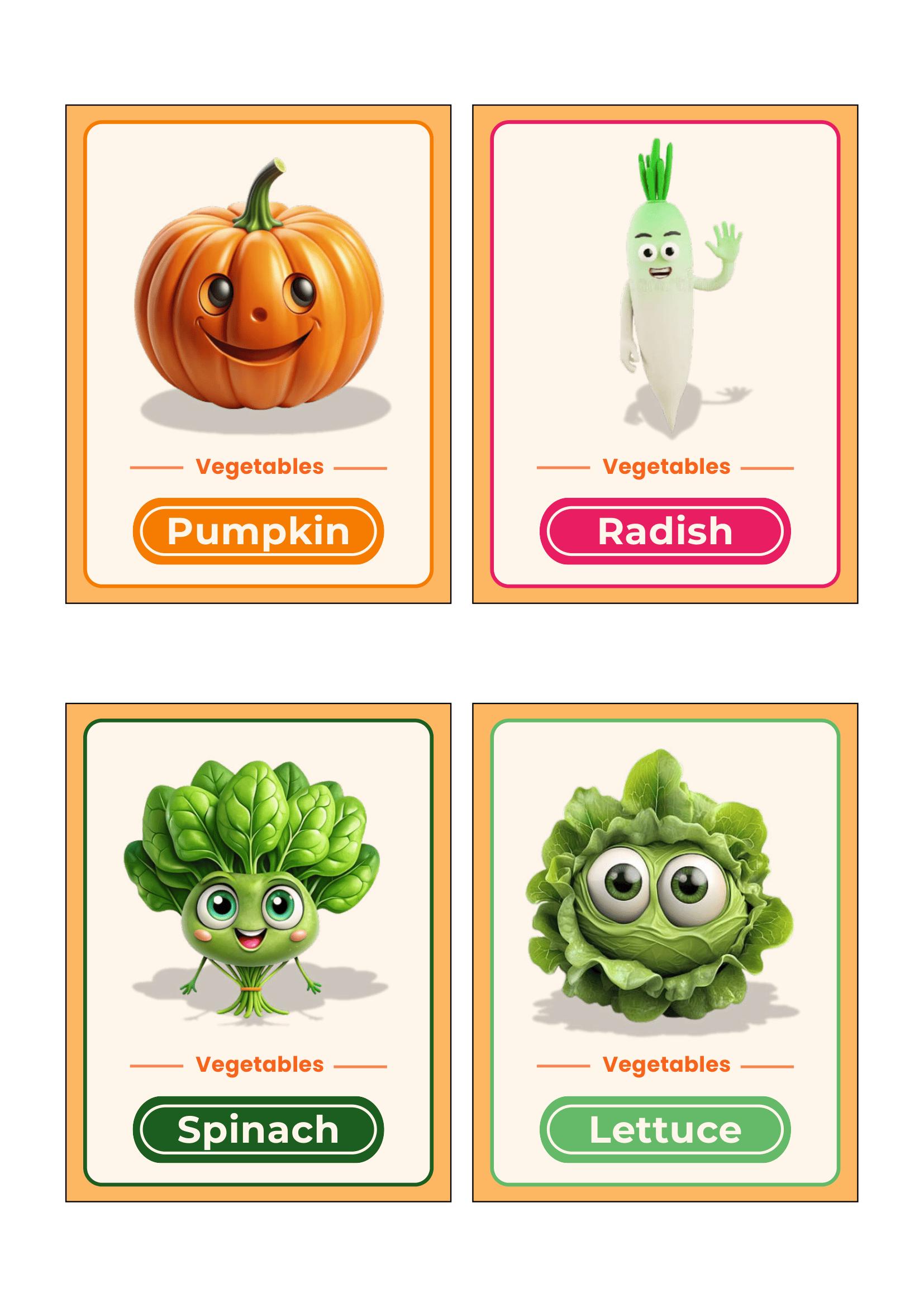 Vegetable Flash Cards Printable for Kids | Montessori Vegetables ...