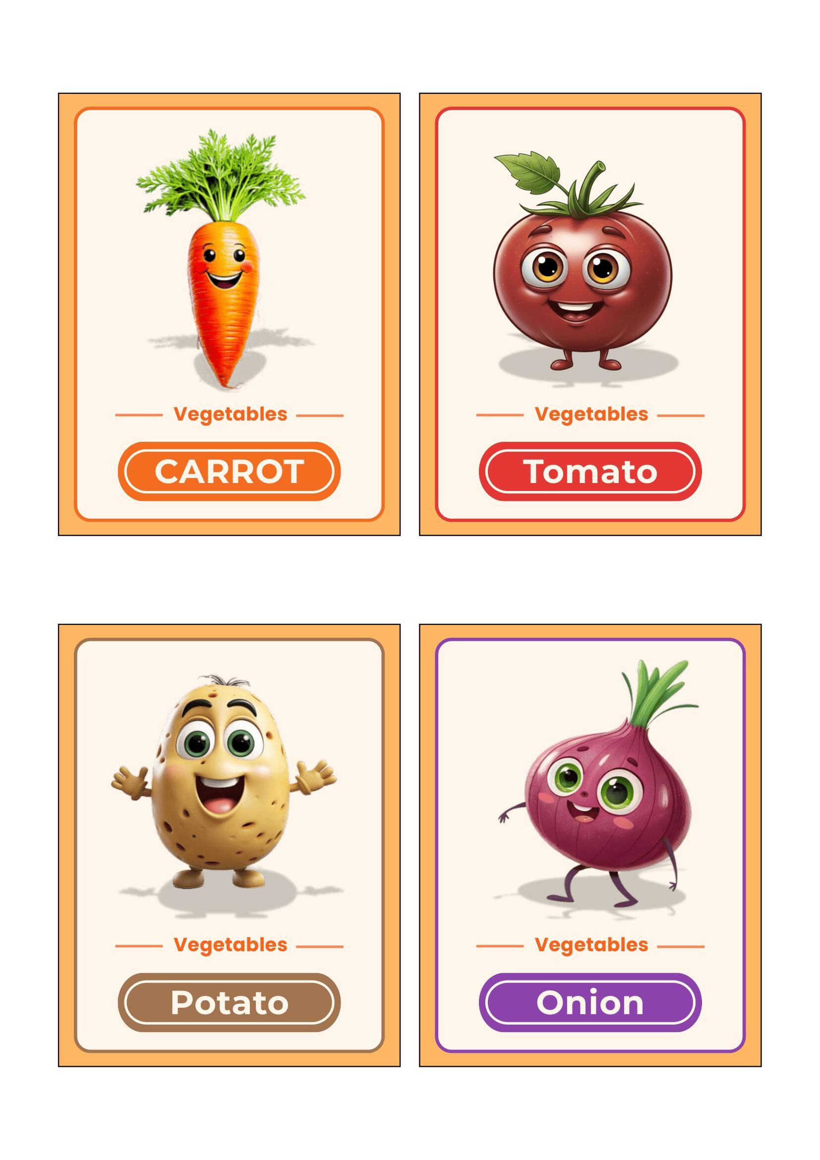 Vegetable Flash Cards Printable for Kids | Montessori Vegetables ...
