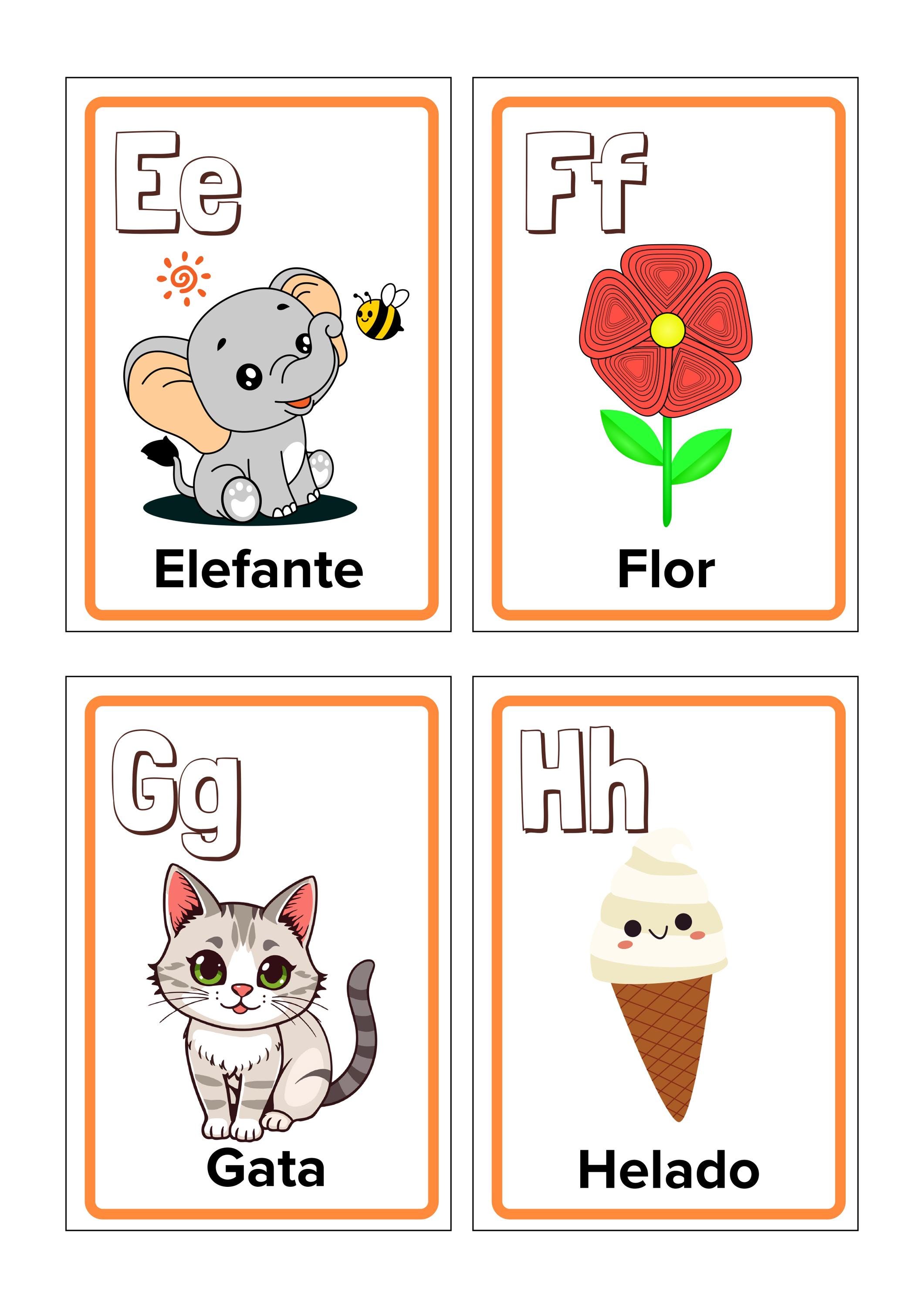 Spanish Printable Alphabet Flashcards A–Z | Colorful ABC Kids Flash ...