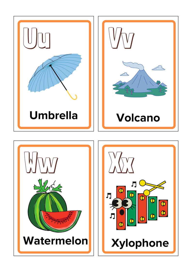 Printable Alphabet Flashcards A–Z | Colorful ABC Kids Flash Cards ...
