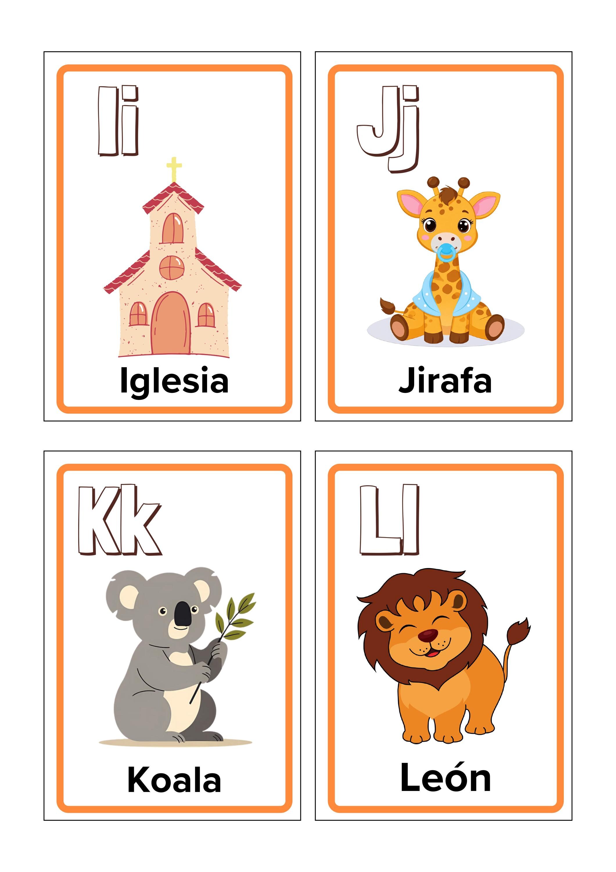 Spanish Printable Alphabet Flashcards A–Z | Colorful ABC Kids Flash ...