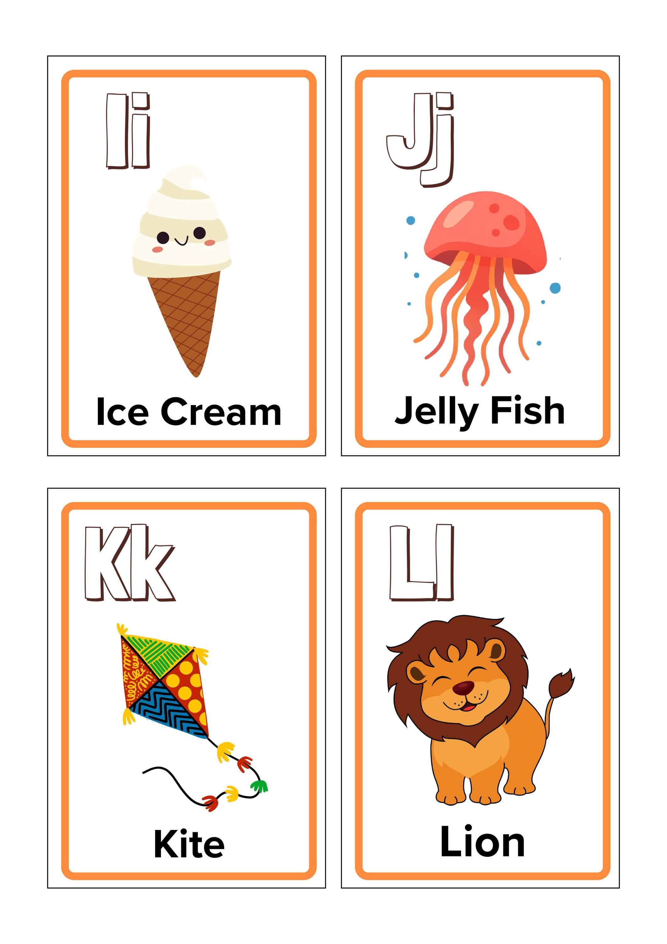 Printable Alphabet Flashcards A–Z | Colorful ABC Kids Flash Cards ...