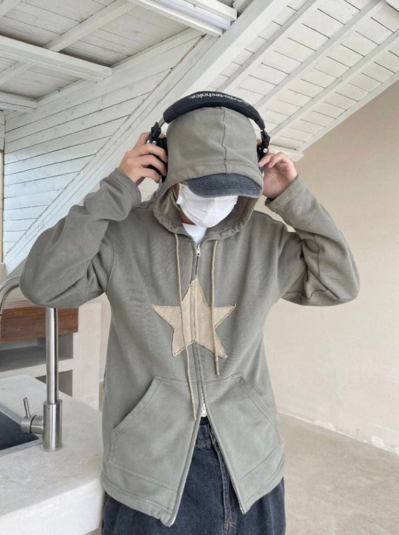 Buy Vintage Lone Star Patch Hoodies Casual Loose Zipper Jacket Online in  India - Etsy