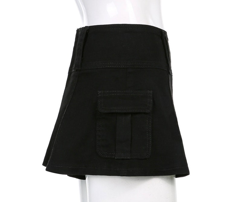 Y2k Cargo Mini Skirt Khaki Denim Pockets Summer Streetwear Etsy