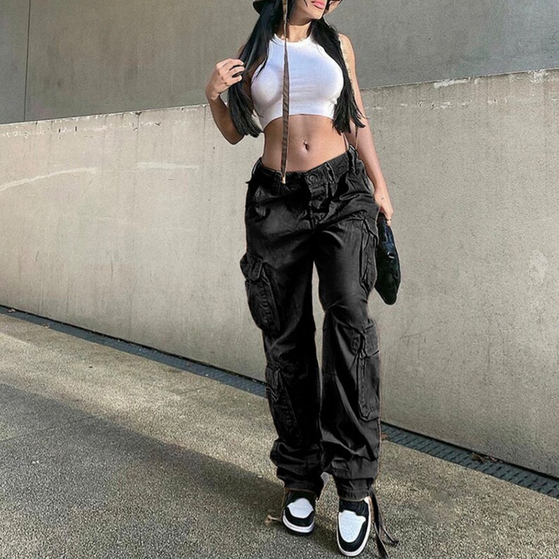 Vintage Cargo Pants Baggy Jeans Women Fashion 90s Streetwear Etsy