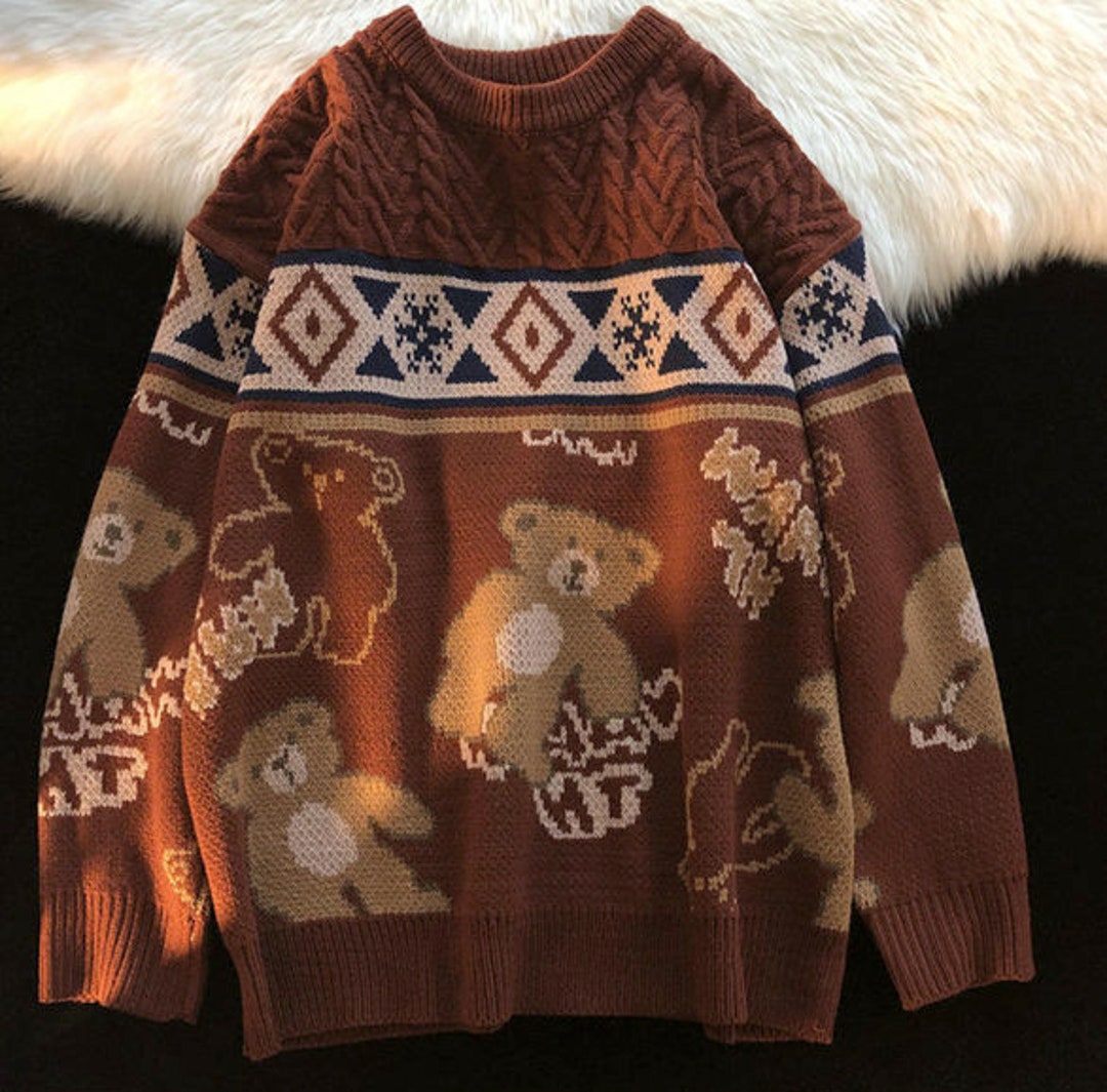 Vintage Teddy Bear Sweater Multiple Colors HIGH QUALITY Etsy