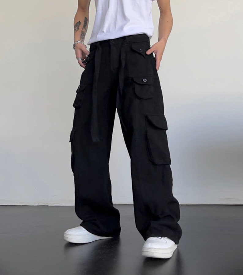 Hypebeast Cargo Pants for Men Khaki Beige Black Cargo Trousers Etsy