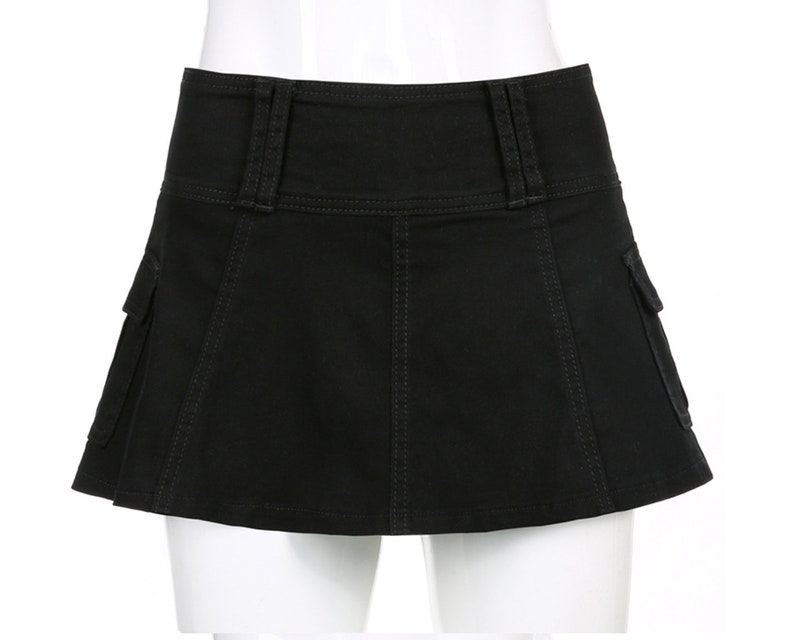 Y2k Cargo Mini Skirt Khaki Denim Pockets Summer Streetwear Etsy