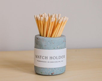 Baby Blue Zero Waste Terrazzo Concrete Matchstick holder with Matches