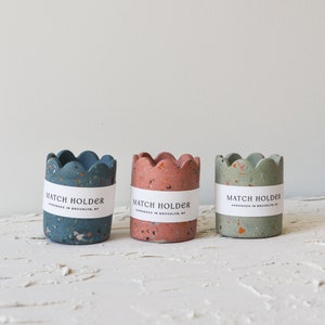 Upcycled Terrazzo Match Holder: Scallop Edge Tabletop Decor