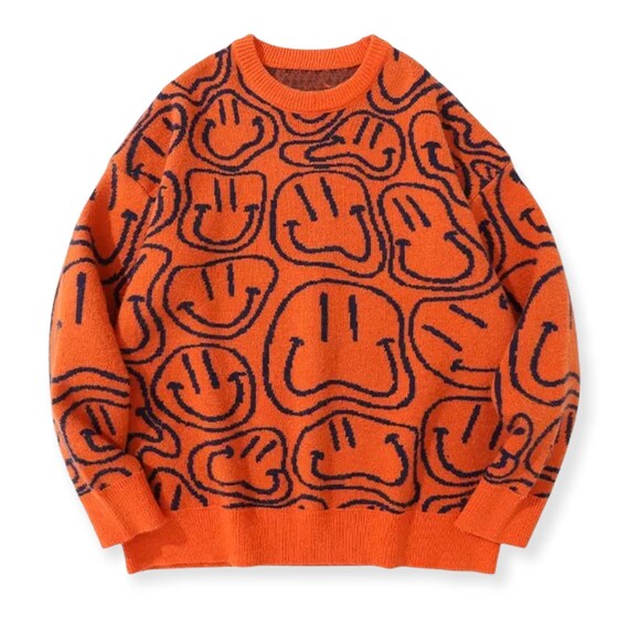 Smiley Face Knitted Sweater Vintage 
