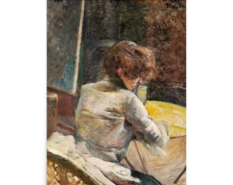 Waiting | Vintage Woman Portrait | Food, absinthe, bar, studio, painting, French, art nouveau, moody, dark, light, cafe, France, blue