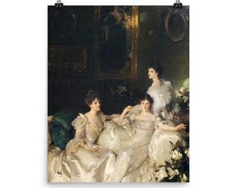 The Wyndham Sisters: Lady Elcho, Mrs. Adeane, and Mrs. Tennant | JOHN SINGER SARGENT | Vintage-style French Victorian portrait print