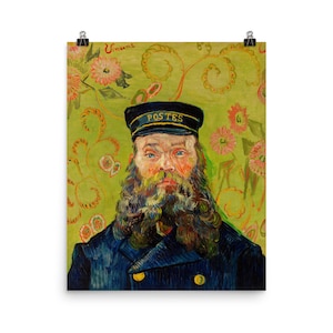 El cartero / Retrato, hombre, vintage, moderno, contemporáneo, floral, francés, Francia, rosa, flor, bellas artes, verde, pop