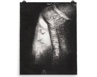 Profile of Light | Vintage gothic art | Black and white, contemporary, horror, fantasy, noir, French, mid century, portrait
