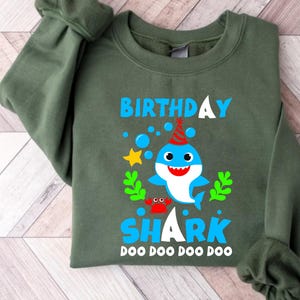 Custom Birthday Shark Sweatshirt, Baby Shark Sweatshirt, Baby Shark Birthday , Family Shark, Matching Family Tee number Sweatshirt