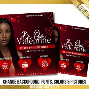 Valentinstag Flyer, MUA, Make-up Artist, Beauty Service, Hair Stylist, Boutique, Luxe Flyer, Instagram Social Template, Februar Flyer
