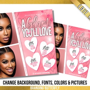 Valentinstag Flyer, MUA, Make-up Artist, Beauty Service, Hair Stylist, Boutique, Luxe Flyer, Instagram Social Template, Februar Flyer