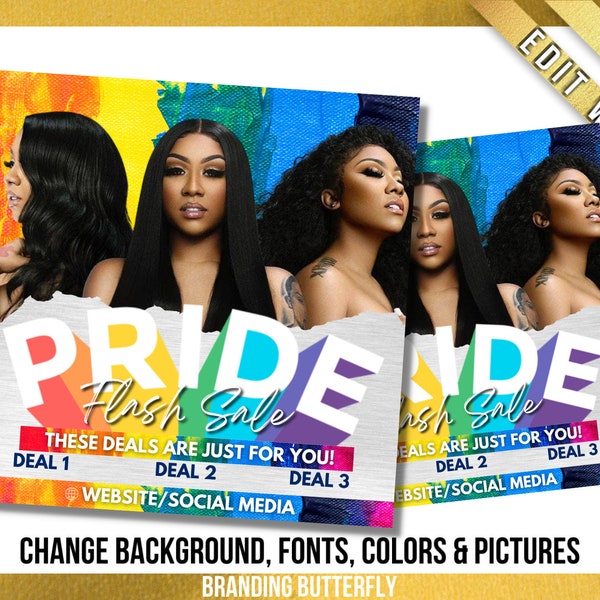 Pride Month Sale Pre-Made Flyer Template, D.I.Y. Social Media Flyer, Canva Template, Hair Flyer, Bundle Flyer, Instagram Flyer, LGBTQ Sale