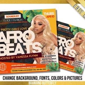 DIY Club Flyer Template,Editable Canva, Soca / Dancehall Event, Caribbean Party Flyer Invite Flyer, Afrobeat Event Flyer for Bars / Club